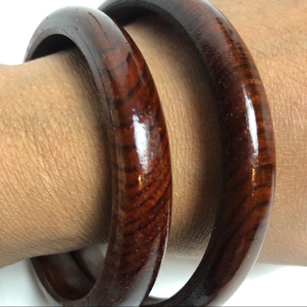 Wood Bracelets, Set of 2 Reddish Brown NWOT